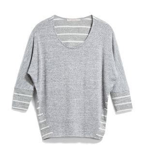 White and grey striped sweater
